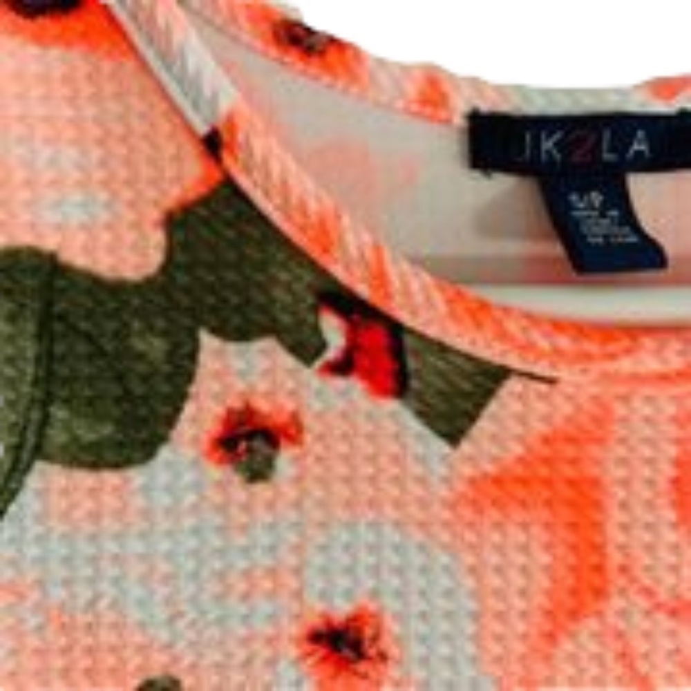 🌺UK2LA Orange Fluo Flowers Small extendable Dress 🌺 - Picture 2 of 8